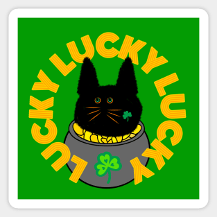 Saint Patrick’s Lucky Gold Shamrock Cat Sticker